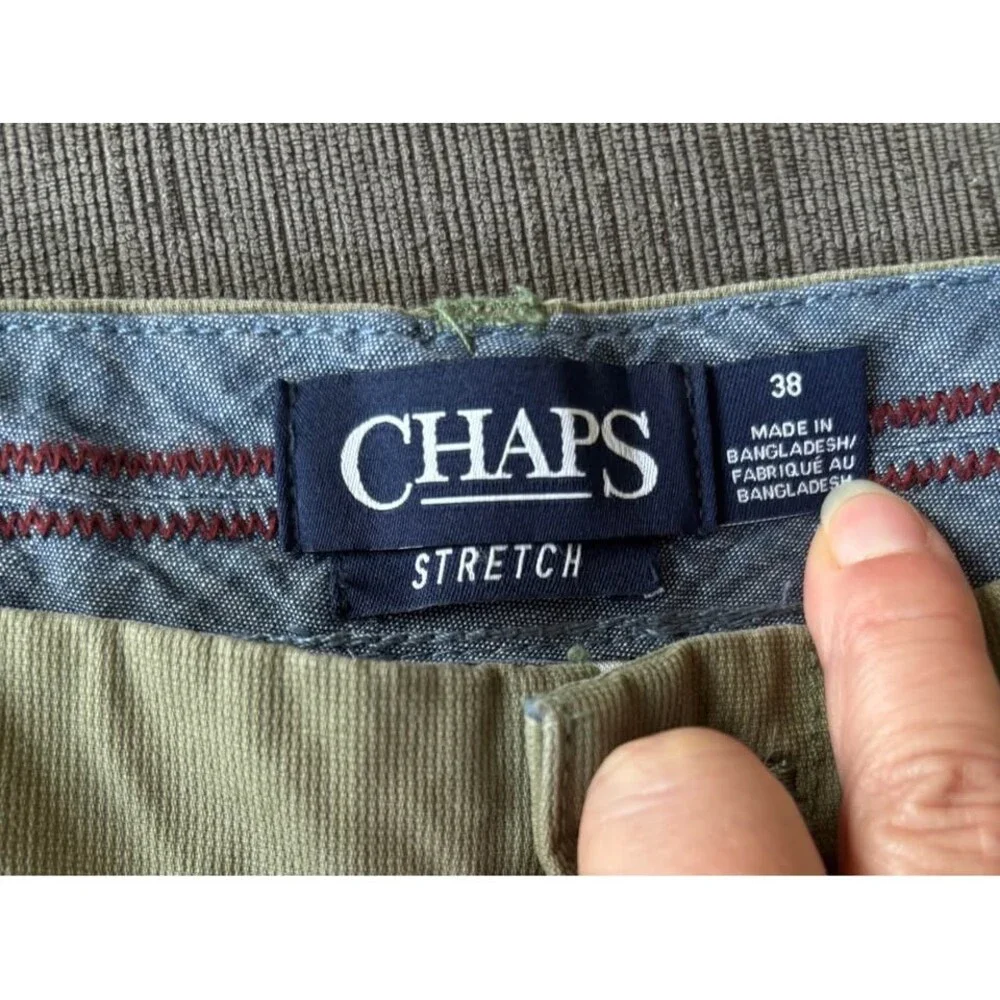 NWT Chaps Men's Stretch Cargo Shorts Khaki Green 38 Flat Front